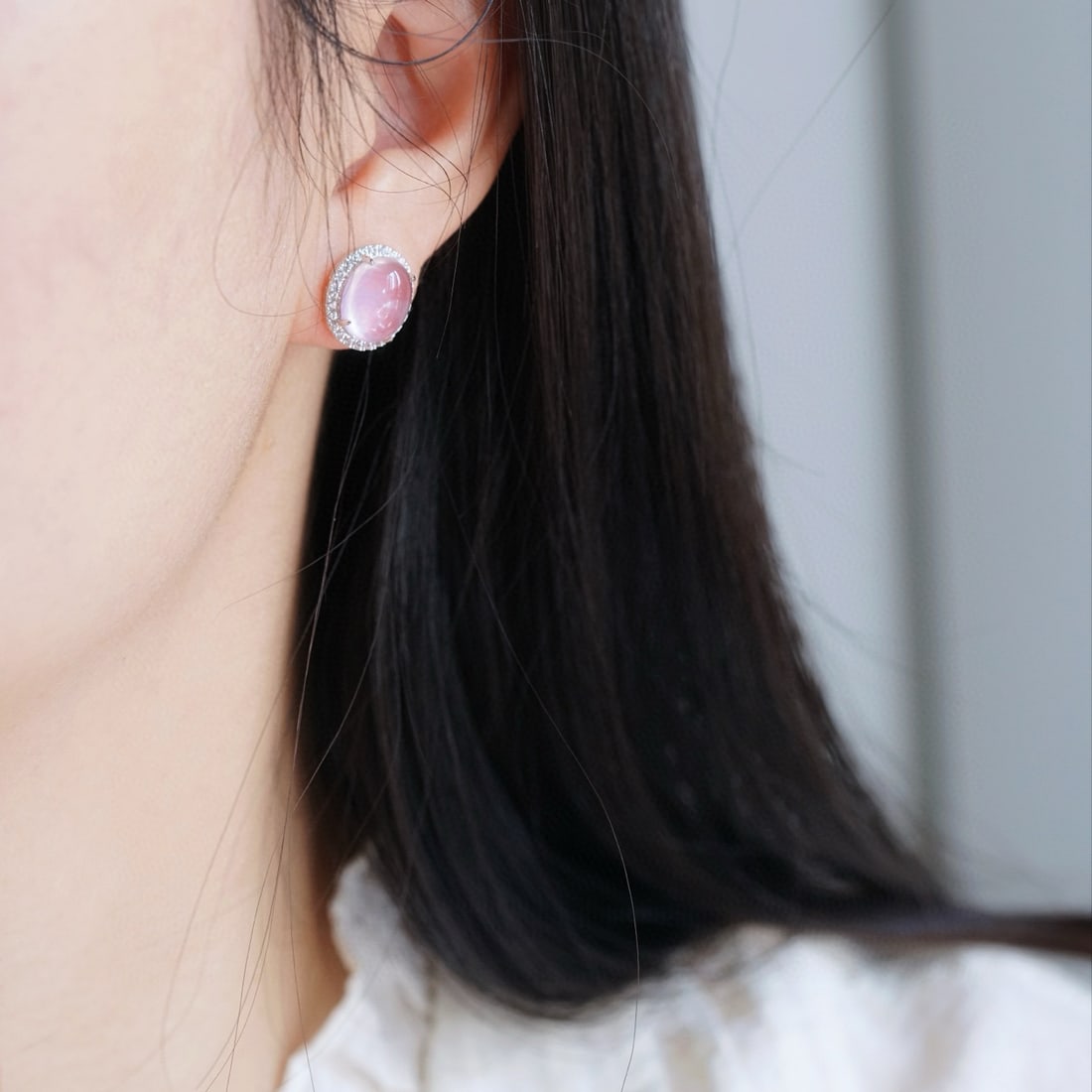 14k Gold 5.36 Ctw Natural Rose Quartz & Sapphire Earrings - 4
