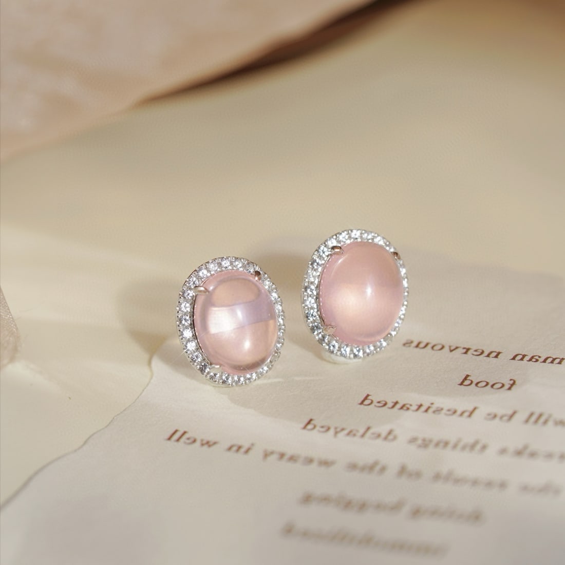 14k Gold 5.36 Ctw Natural Rose Quartz & Sapphire Earrings - 7