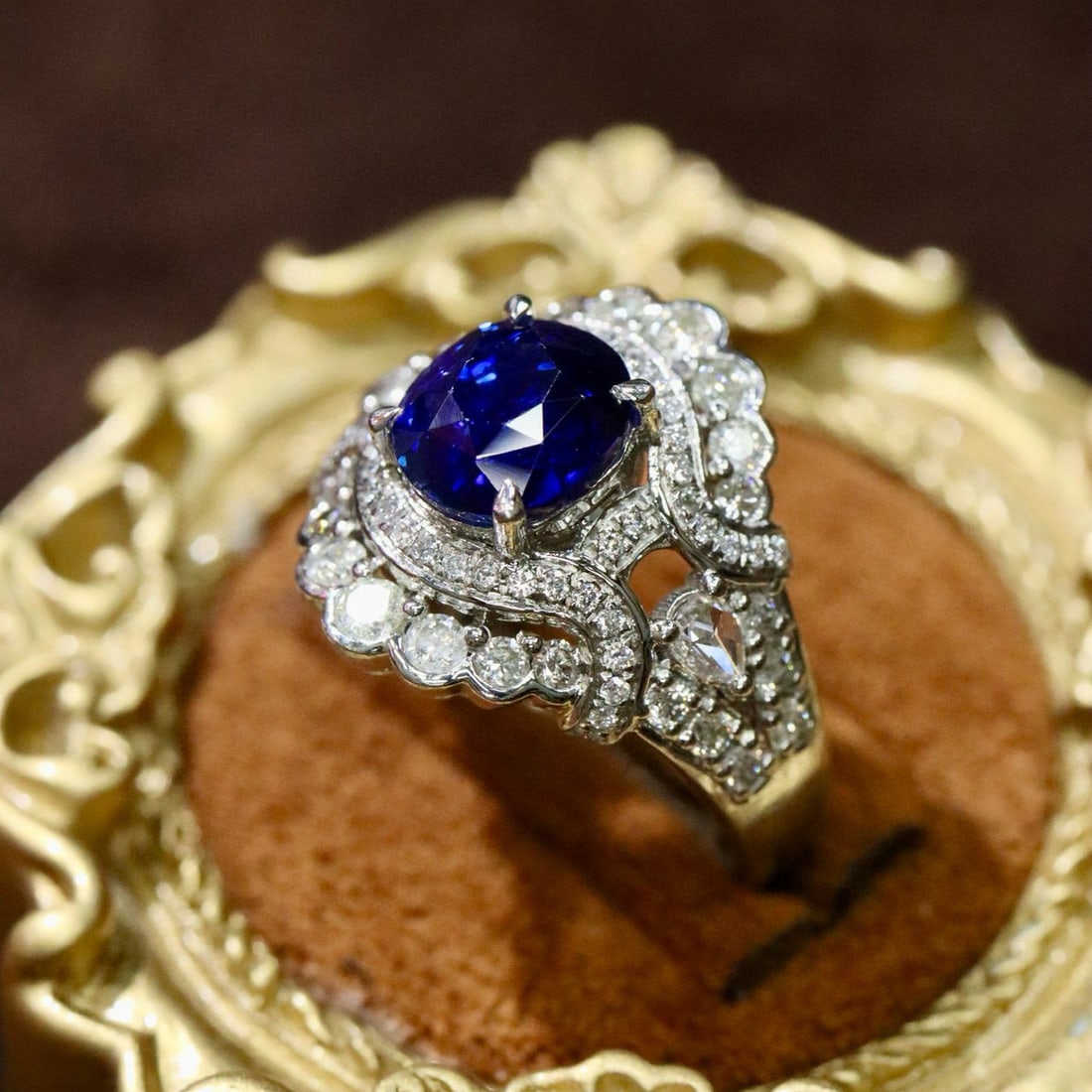 14k Gold 3.54 Ctw Natural Sapphire & Diamond Ring - 3