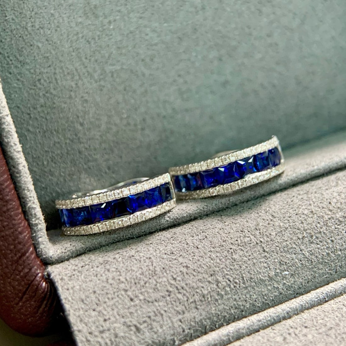 14k Gold 1.67 Ctw Natural Sapphire & Diamond Earrings - 2