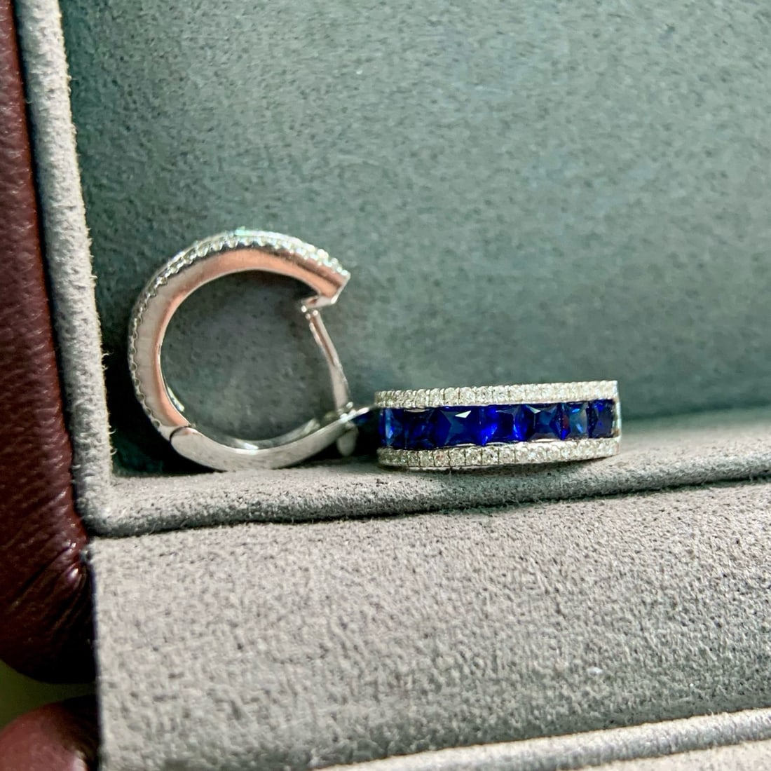 14k Gold 1.67 Ctw Natural Sapphire & Diamond Earrings - 3