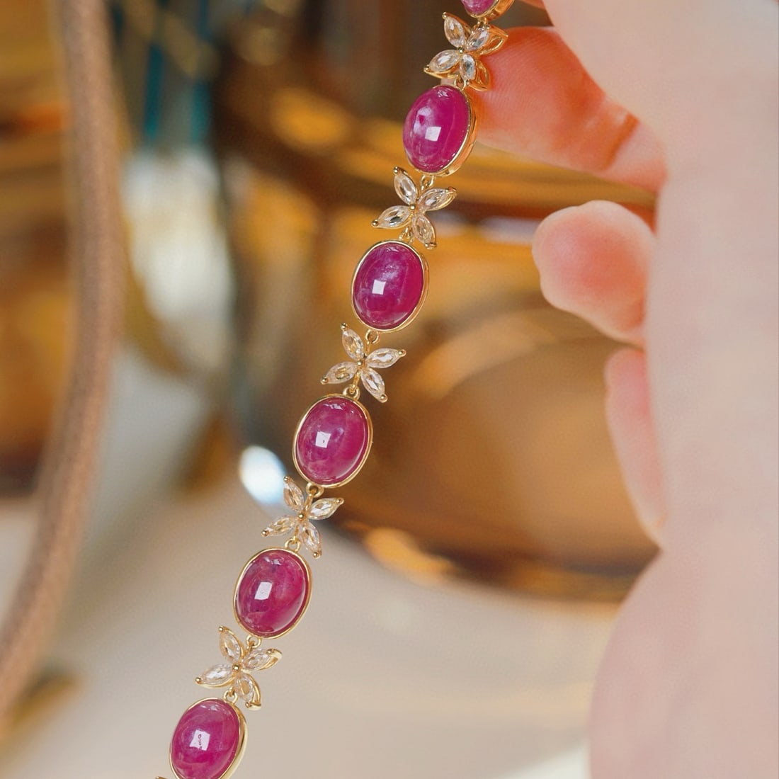14k Gold 24.03 Ctw Natural Ruby & Sapphire Bracelet - 3