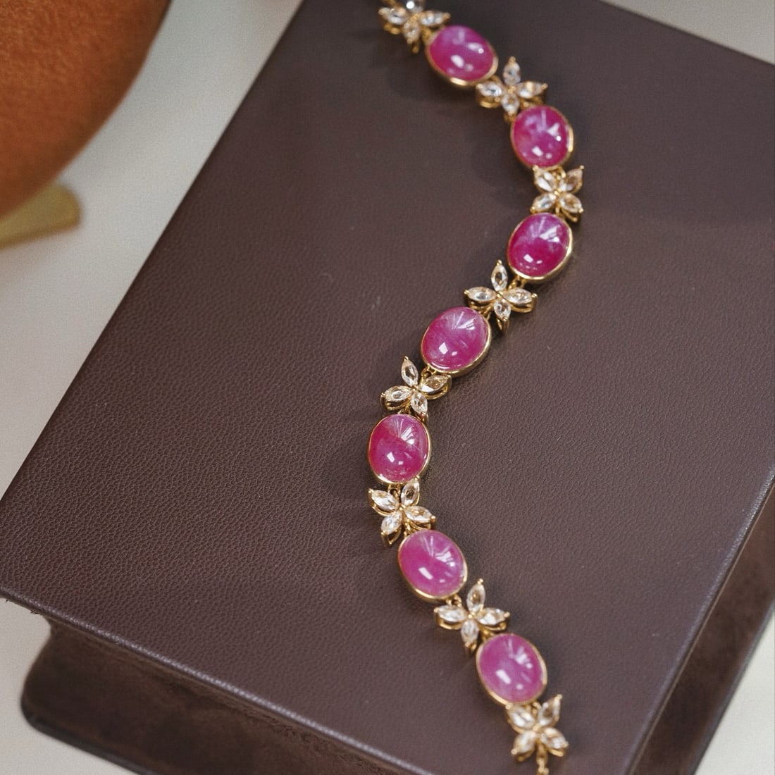 14k Gold 24.03 Ctw Natural Ruby & Sapphire Bracelet - 7