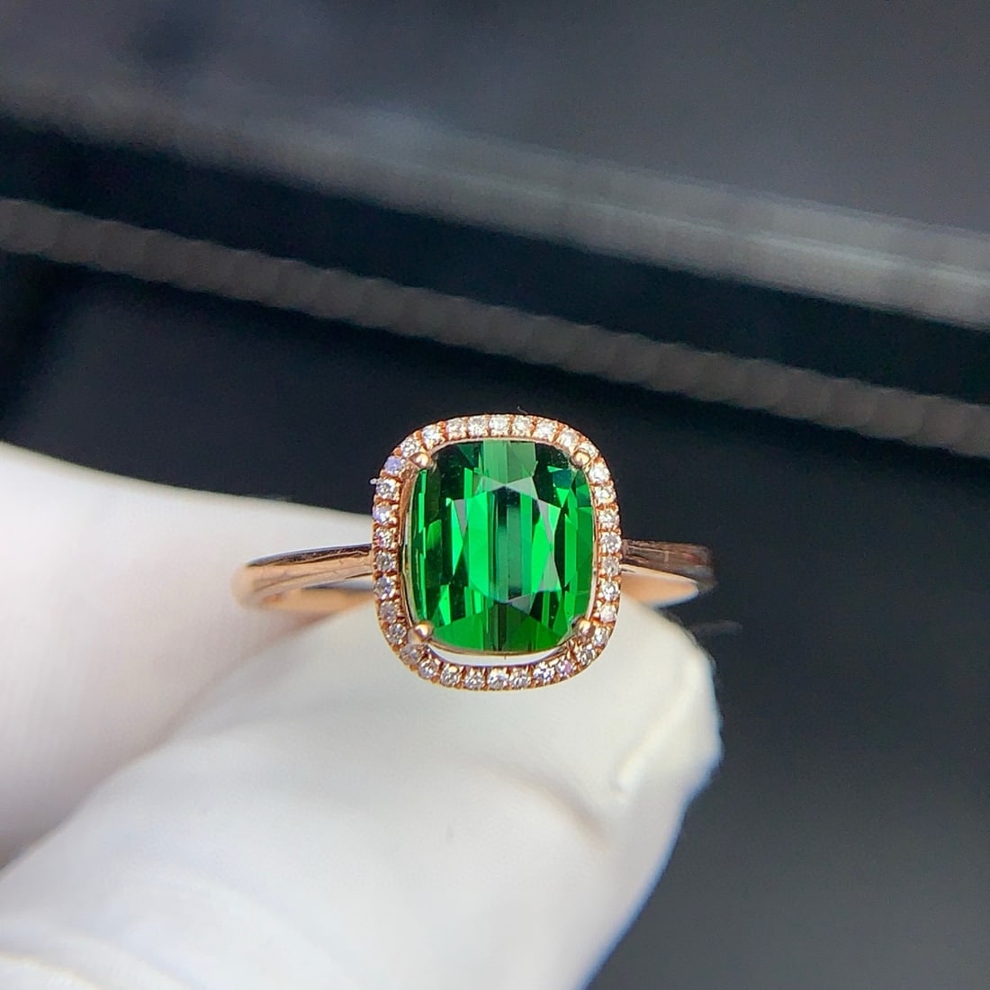 14k Gold 1.9 Ct Natural Tourmaline & Diamond Ring - 7