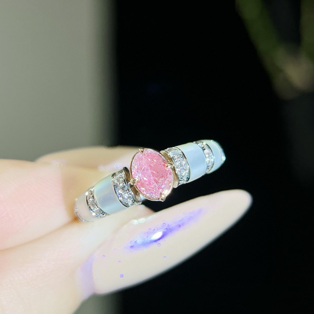 14k Gold 0.67 Ctw Natural Pink Diamond & Diamond Ring - 2