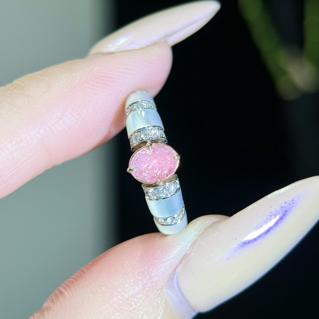 14k Gold 0.67 Ctw Natural Pink Diamond & Diamond Ring - 3