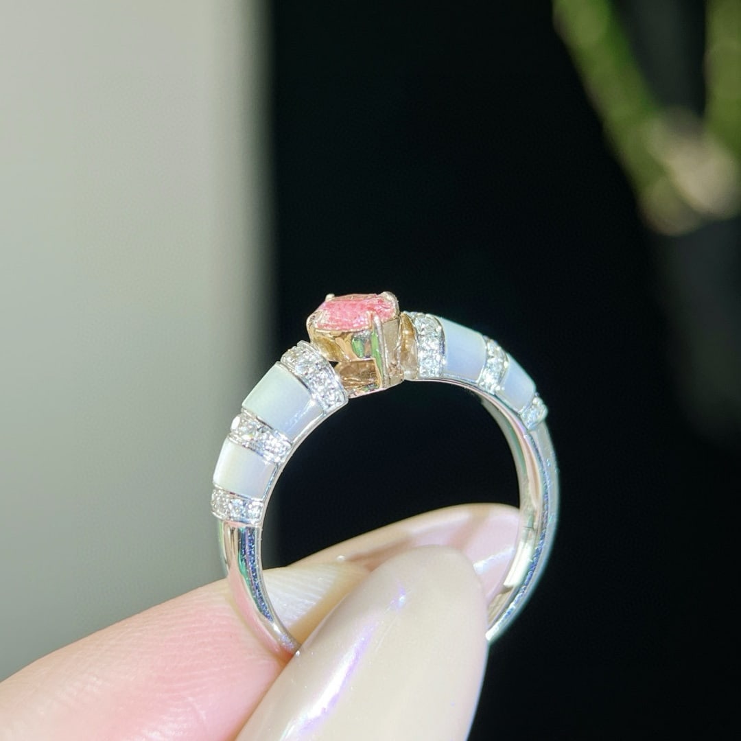 14k Gold 0.67 Ctw Natural Pink Diamond & Diamond Ring - 4