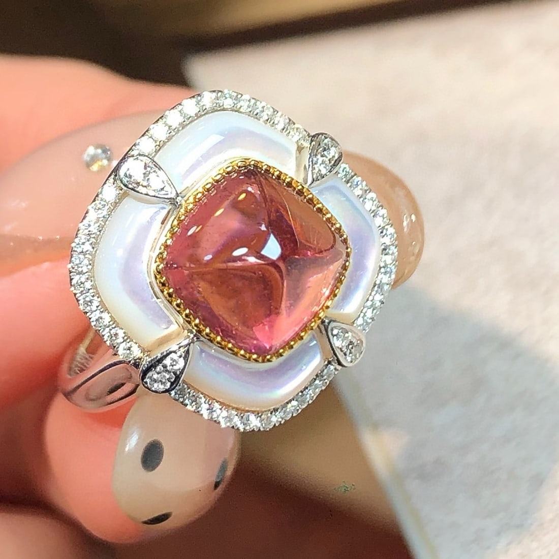 14k Gold 2.80 Ctw Natural Tourmaline & Diamond Ring - 4