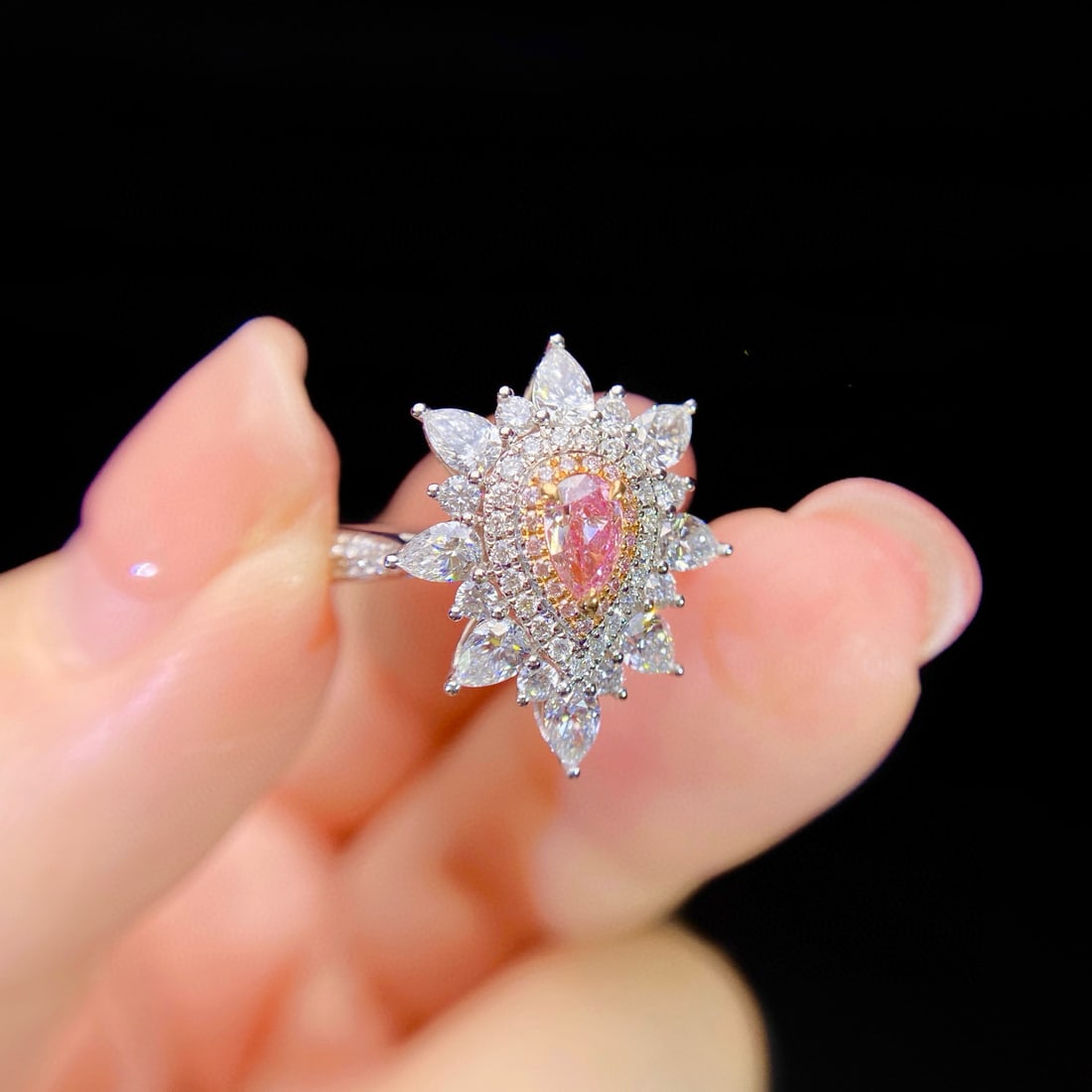 Gia Certified 14k Gold 1.37 Ctw Natural Pink Diamond & Diamond Ring - 2