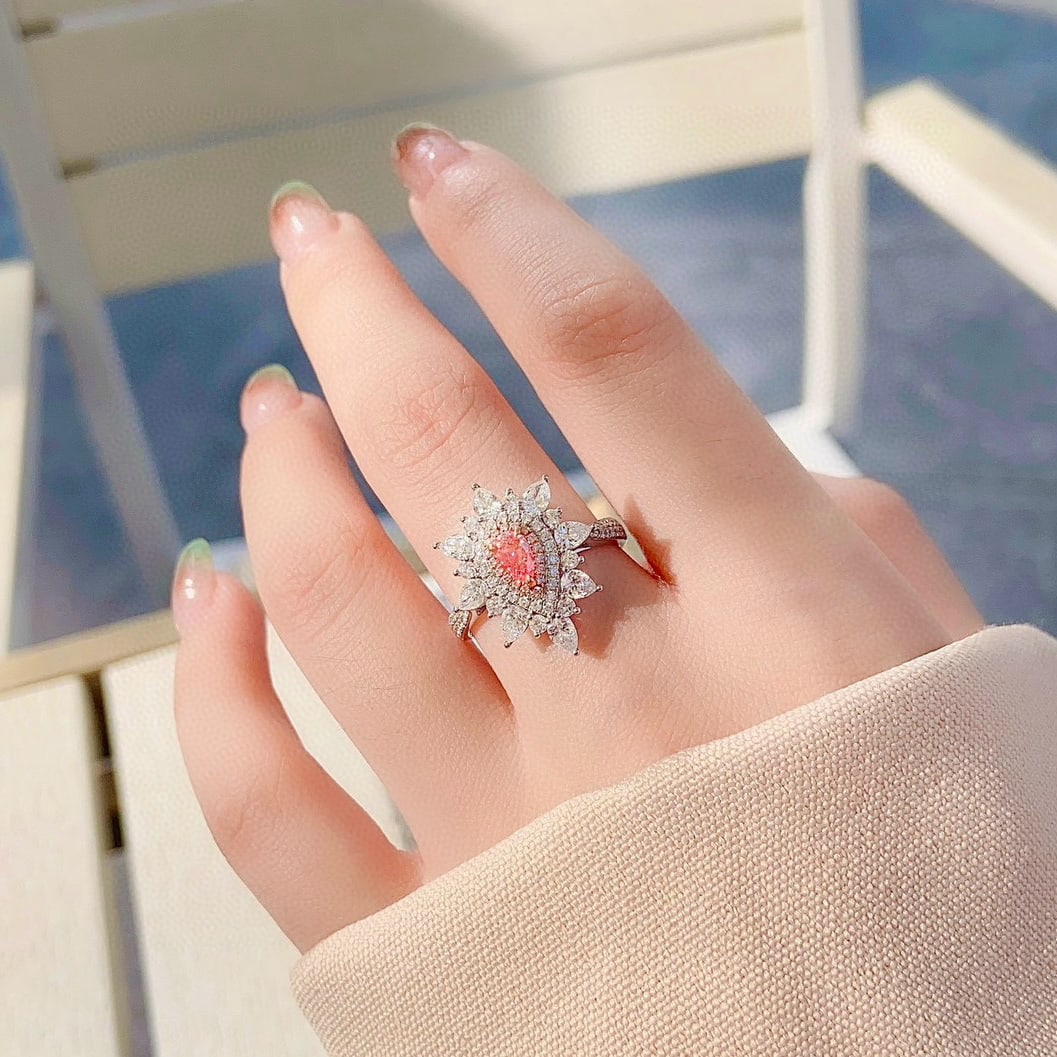 Gia Certified 14k Gold 1.37 Ctw Natural Pink Diamond & Diamond Ring - 3