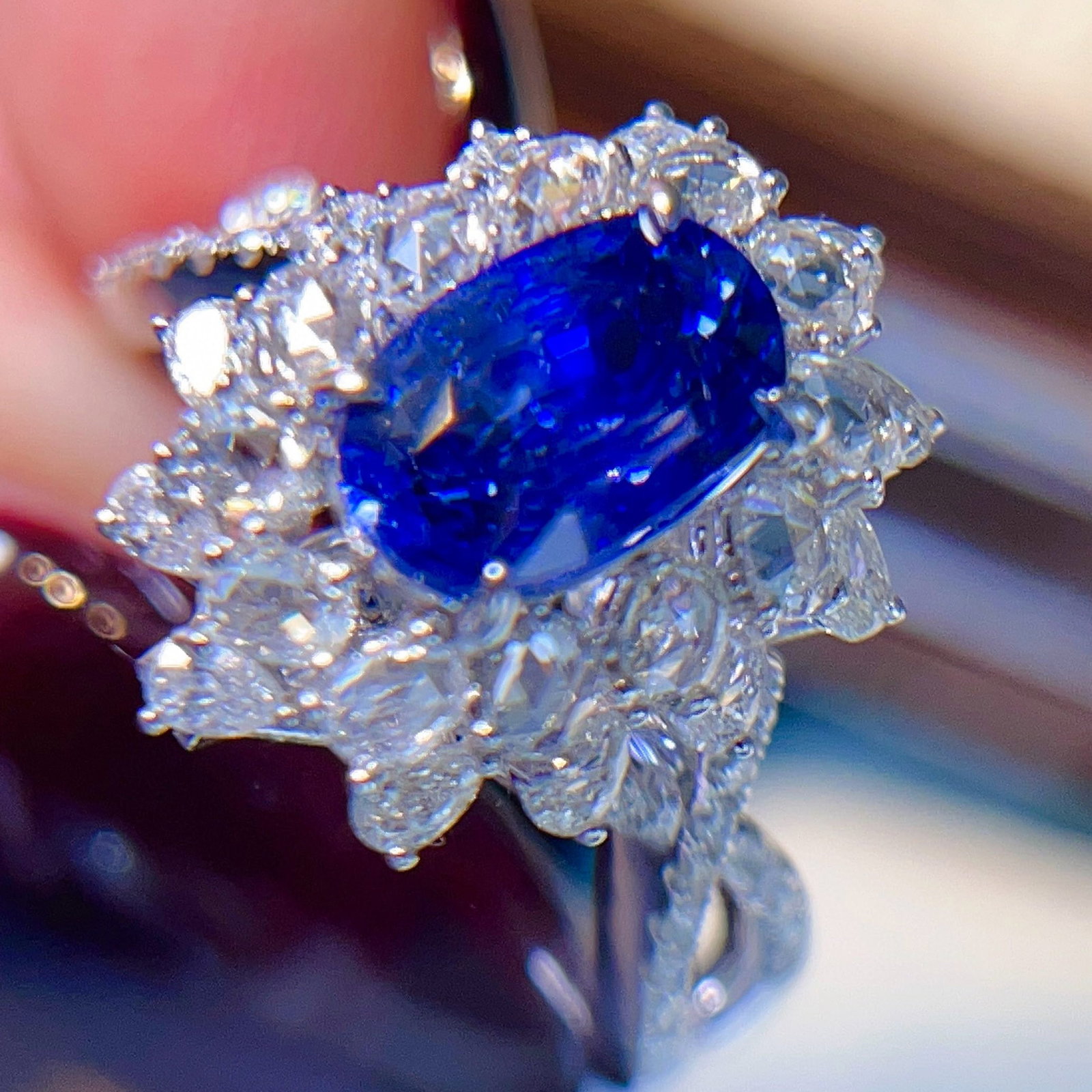 14k Gold 3.21 Ctw Natural Sapphire & Diamond Ring/pendant( Without Chain ) - 2