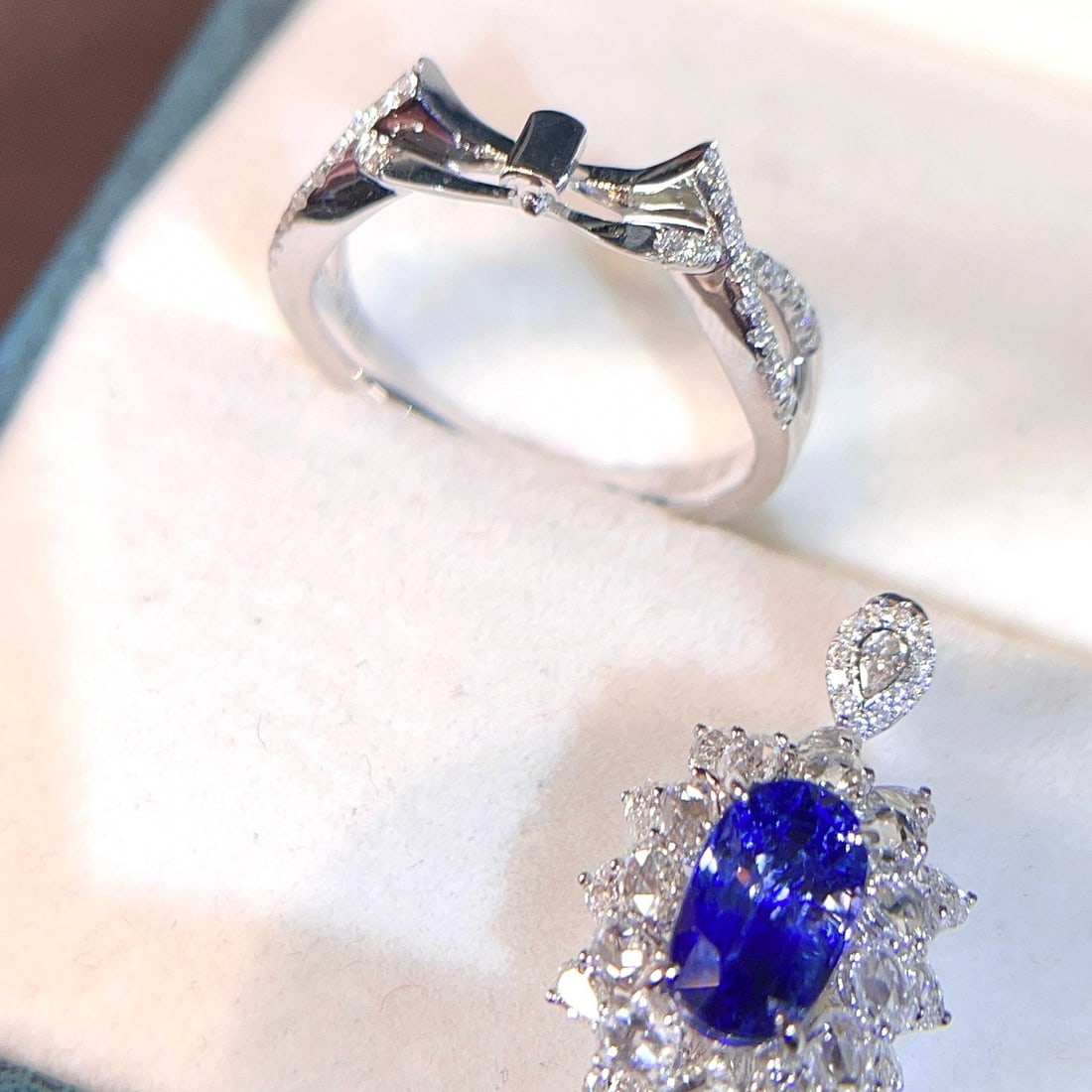 14k Gold 3.21 Ctw Natural Sapphire & Diamond Ring/pendant( Without Chain ) - 3