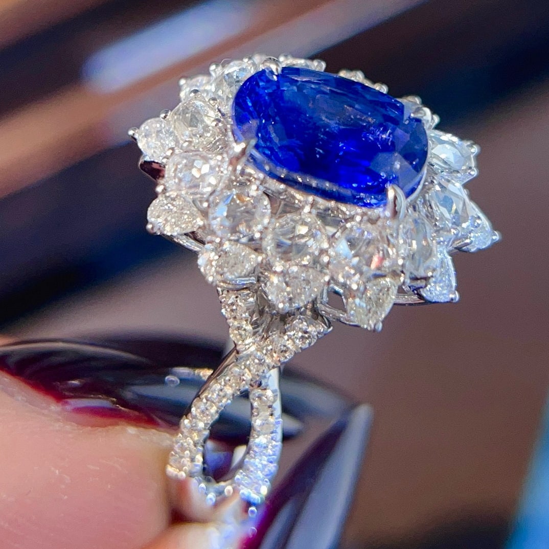 14k Gold 3.21 Ctw Natural Sapphire & Diamond Ring/pendant( Without Chain ) - 5