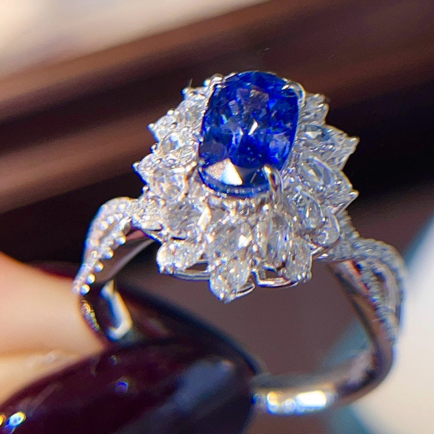 14k Gold 3.21 Ctw Natural Sapphire & Diamond Ring/pendant( Without Chain ) - 6