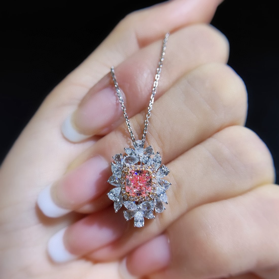 14k Gold 2.17 Ctw Natural Pink Diamond & Diamond Ring/pendant( Without Chain ) - 3