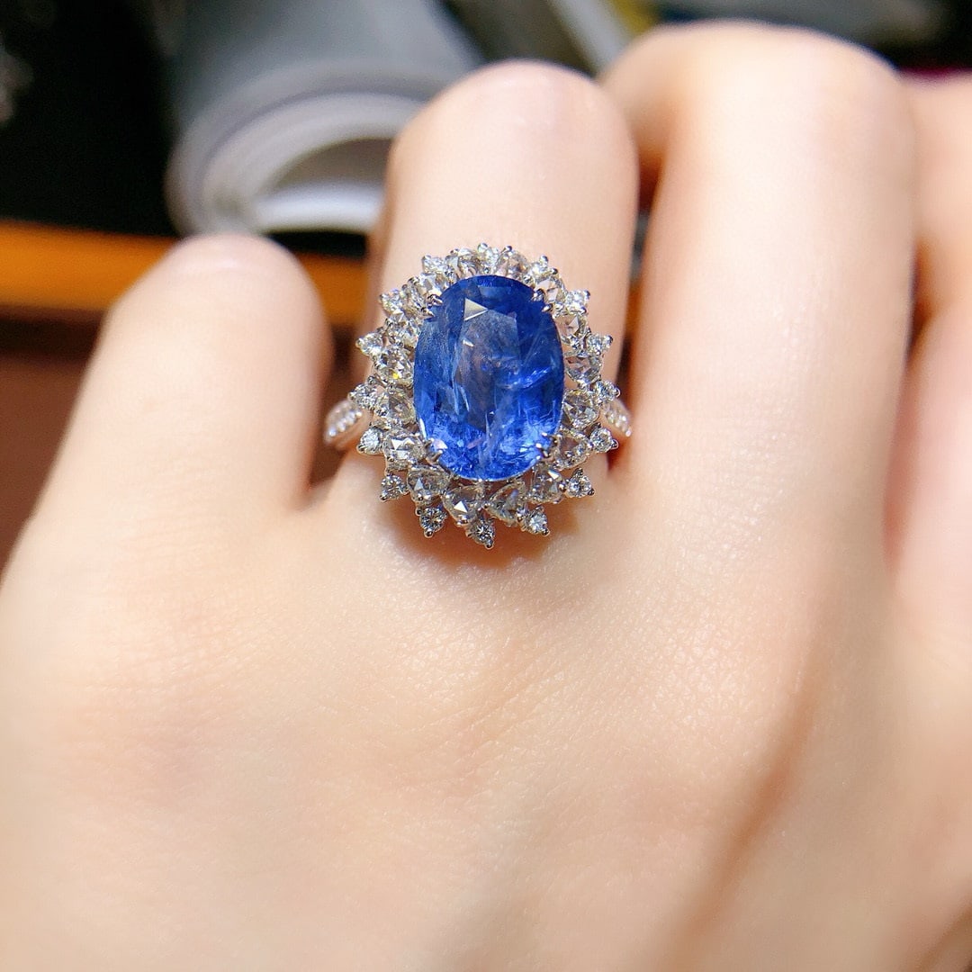 14k Gold 5.47 Ctw Natural Sapphire & Diamond Ring - 6