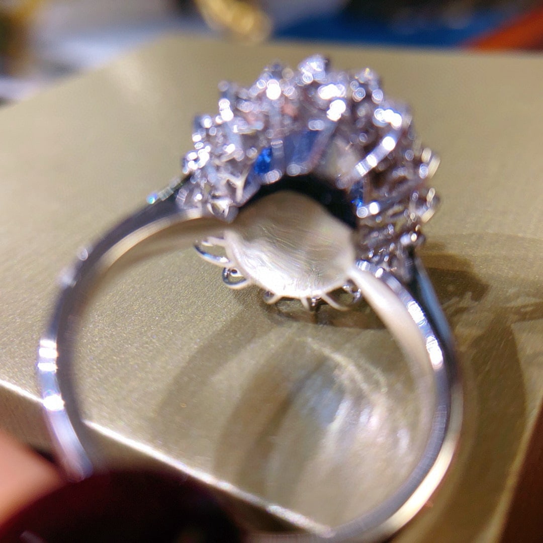 14k Gold 5.47 Ctw Natural Sapphire & Diamond Ring - 7