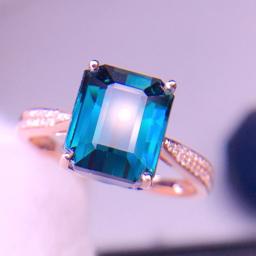 14k Gold 5.05 Ct Natural Tourmaline & Diamond Ring - 3