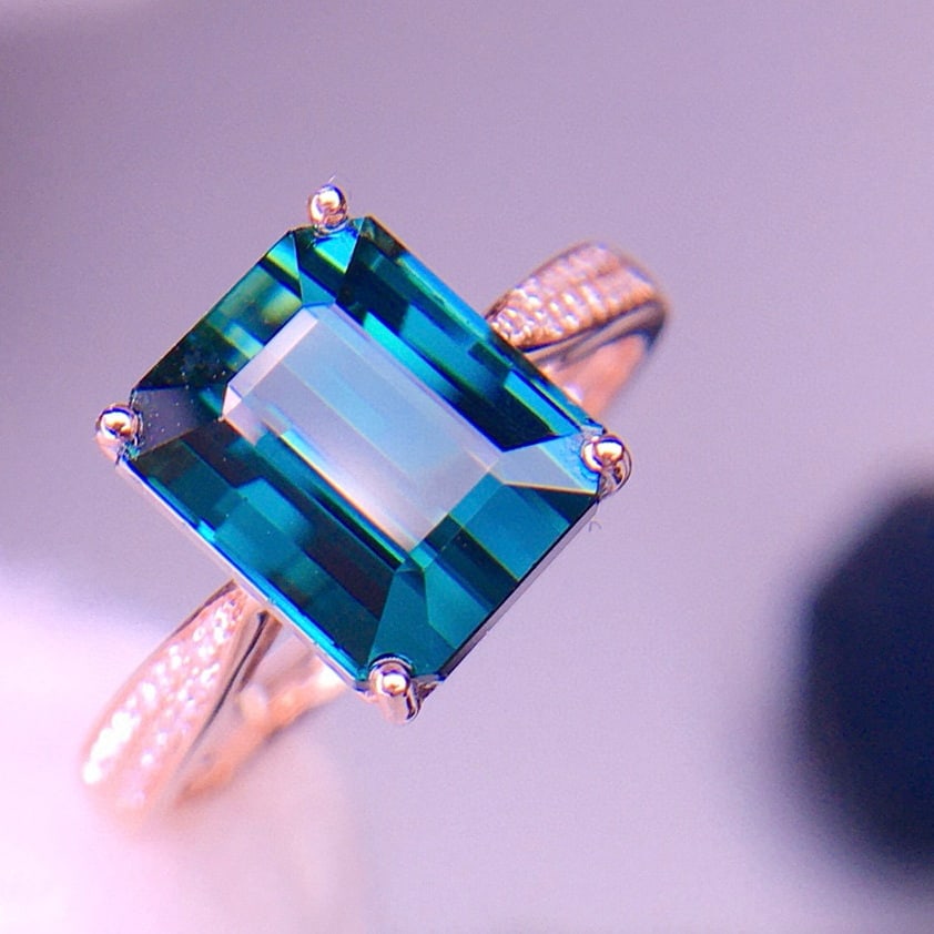 14k Gold 5.05 Ct Natural Tourmaline & Diamond Ring - 4