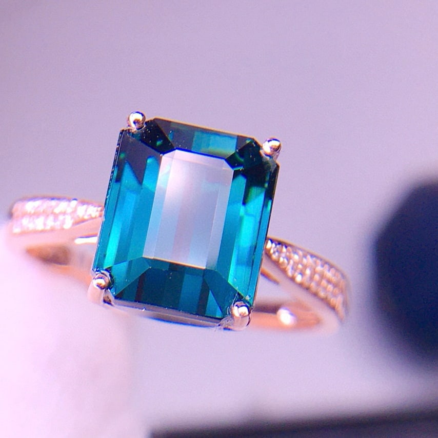 14k Gold 5.05 Ct Natural Tourmaline & Diamond Ring - 5