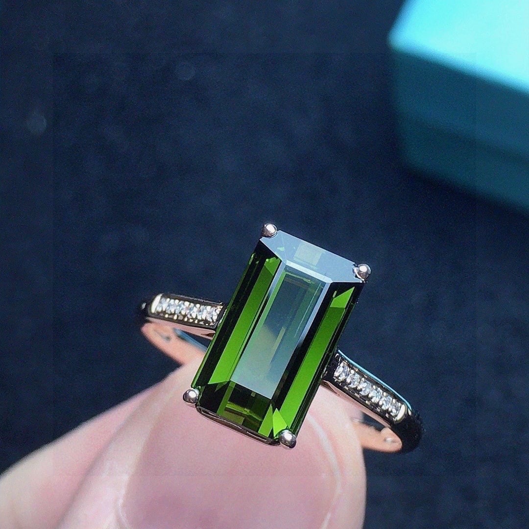 14k Gold 2.7 Ct Natural Tourmaline & Diamond Ring - 2