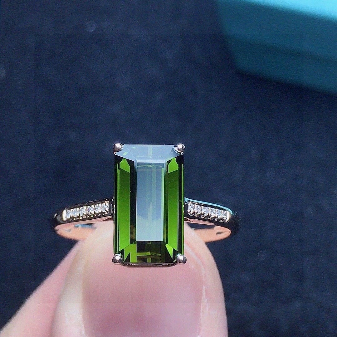 14k Gold 2.7 Ct Natural Tourmaline & Diamond Ring - 3