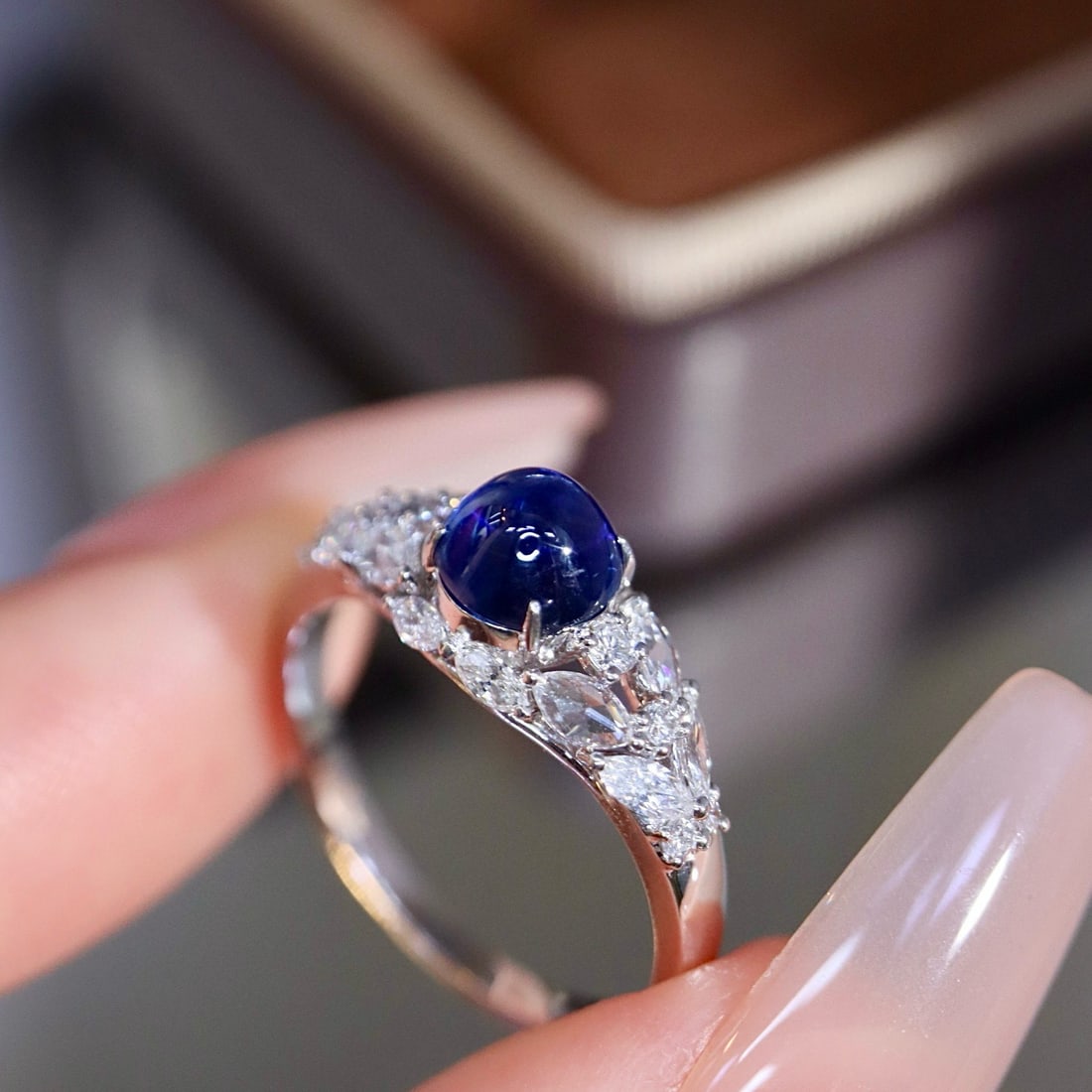 14k Gold 1.74 Ctw Natural Sapphire & Diamond Ring - 6