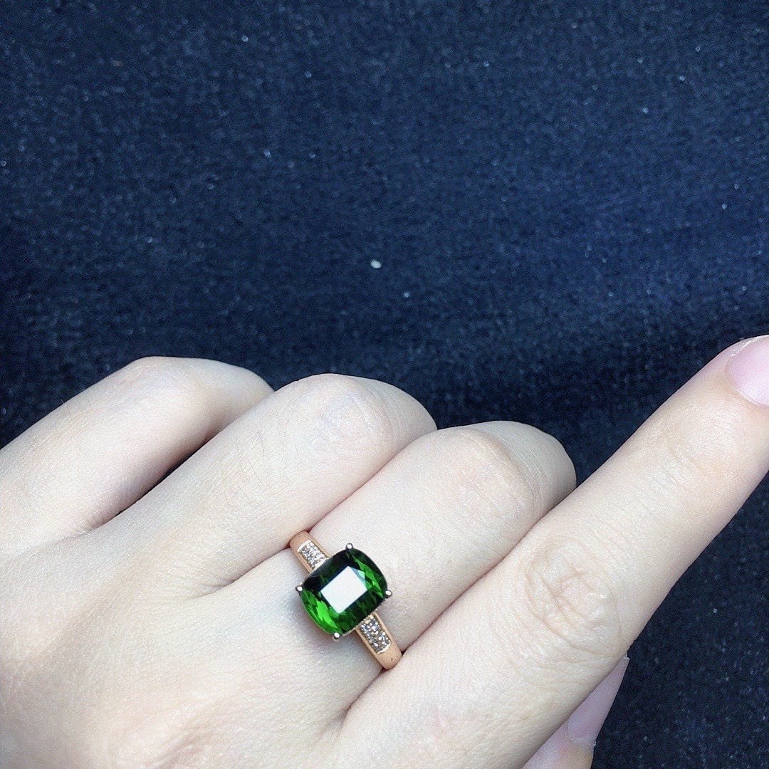 14k Gold 3.0 Ct Natural Tourmaline & Diamond Ring - 4
