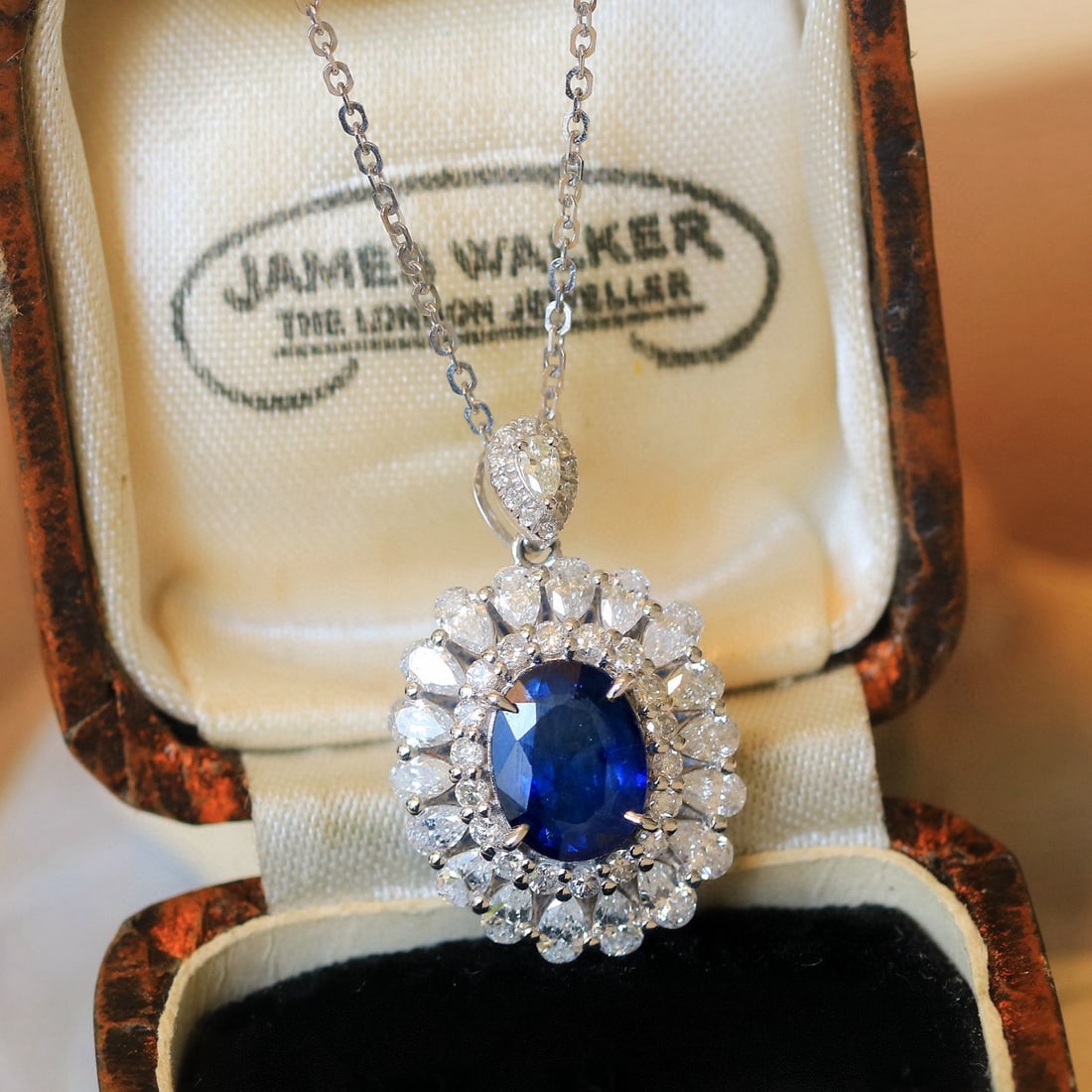 14k Gold 2.93 Ctw Natural Sapphire & Diamond Pendant( Without Chain ) - 2