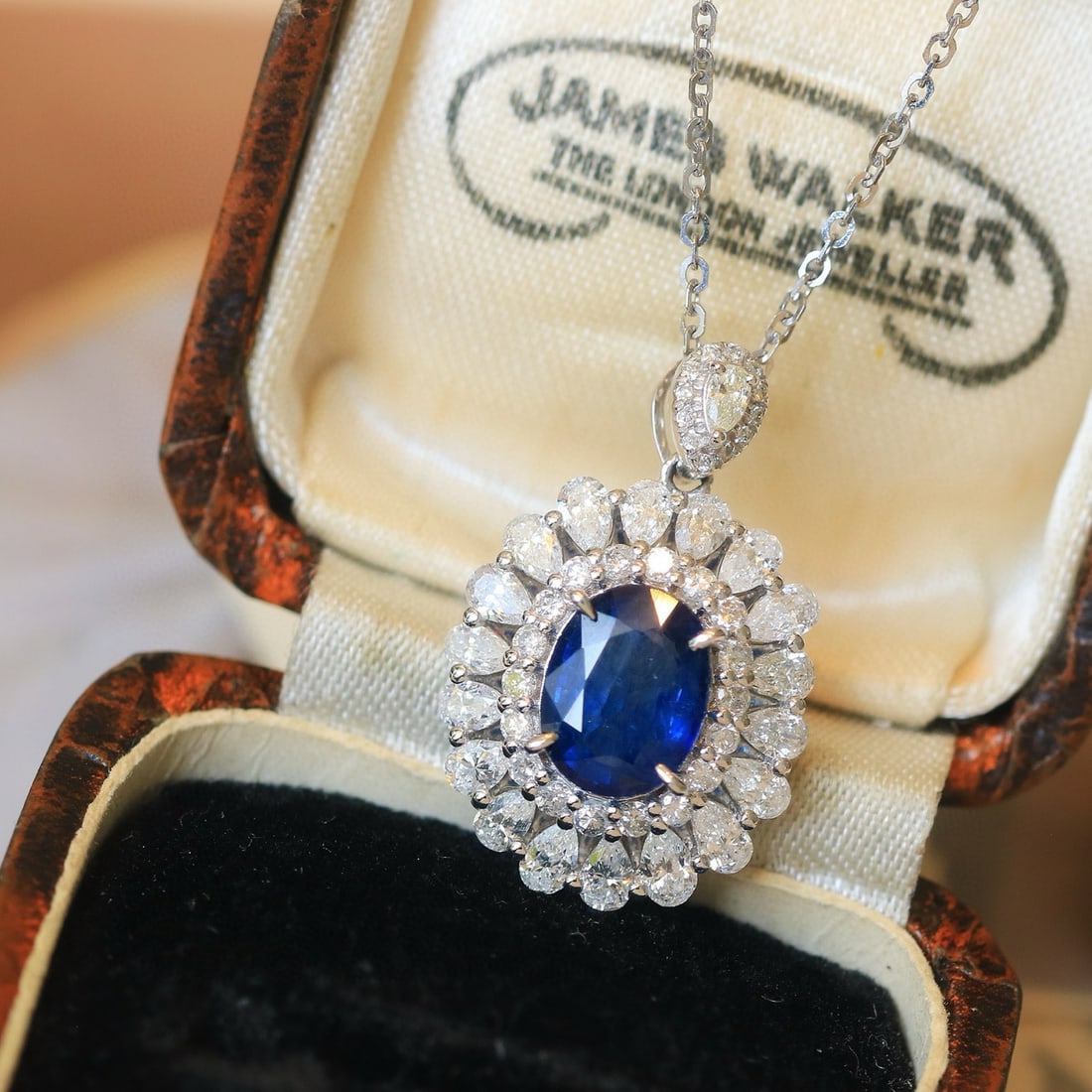 14k Gold 2.93 Ctw Natural Sapphire & Diamond Pendant( Without Chain ) - 3