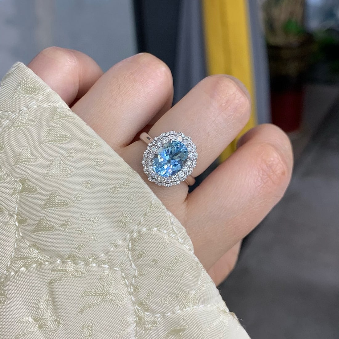 14k Gold 3.10 Ctw Natural Aquamarine & Diamond Ring/pendant( Without Chain ) - 5