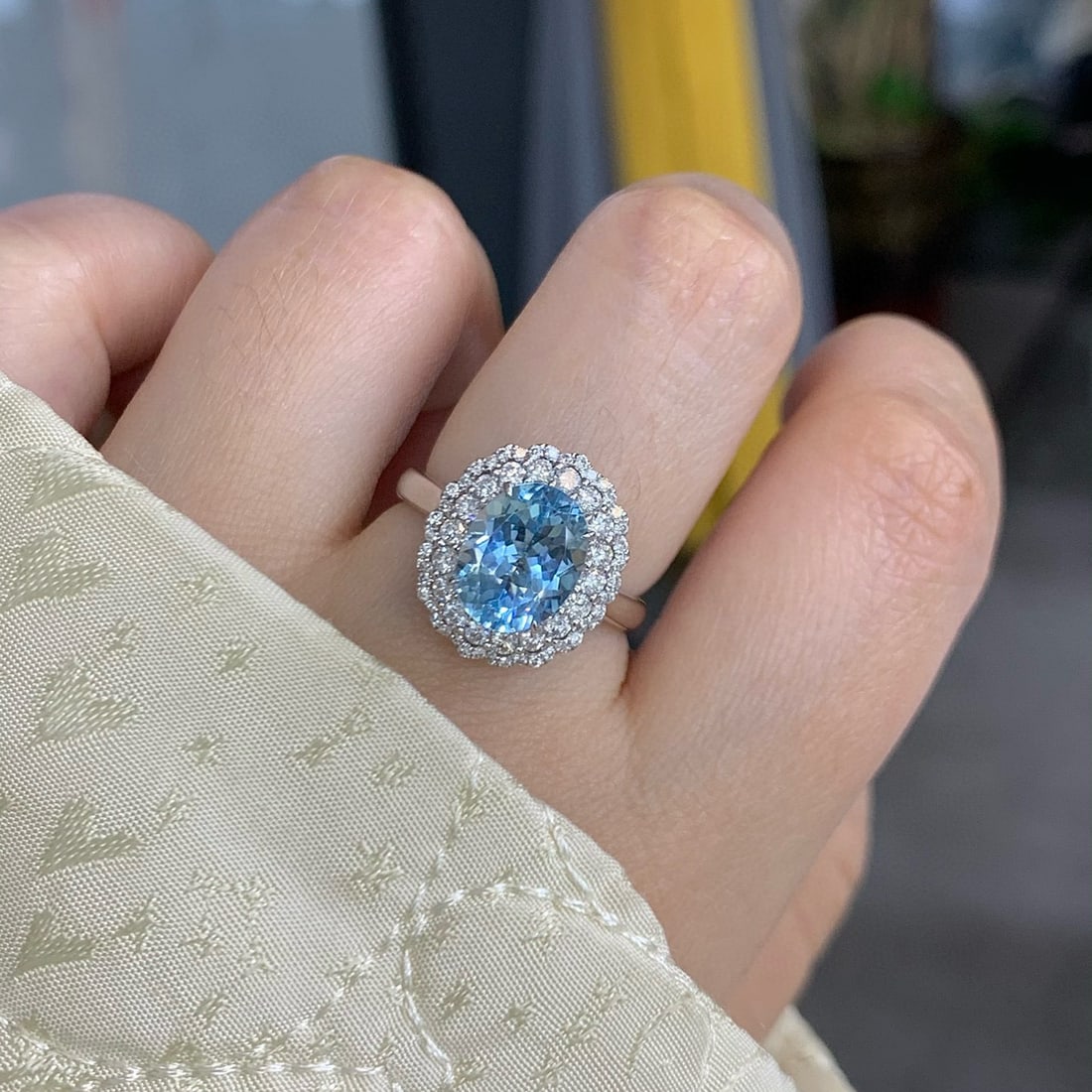 14k Gold 3.10 Ctw Natural Aquamarine & Diamond Ring/pendant( Without Chain ) - 6