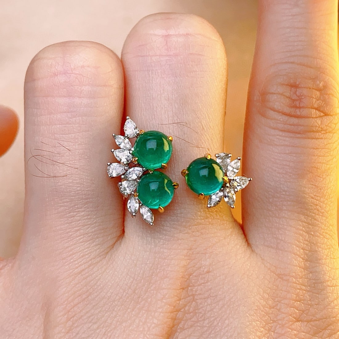 14k Gold 3.70 Ct Natural Emerald & Diamond Ring - 7