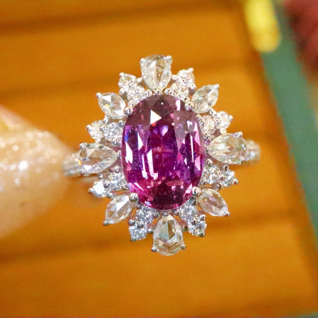 14k Gold 2.87 Ctw Natural Sapphire & Diamond Ring: Ref:231056149 // gold content:14k gold // ring size:7. 25us // // main gemstone:sapphire // shape:oval // carat weight:2. 22ct // color:purple // treatment:natural // // adjacent gemstone 2 : diamond