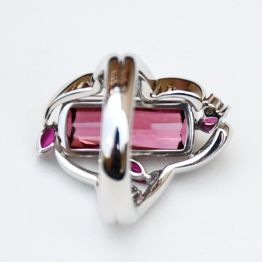 14k Gold 9.14 Ctw Natural Tourmaline & Ruby Ring - 7
