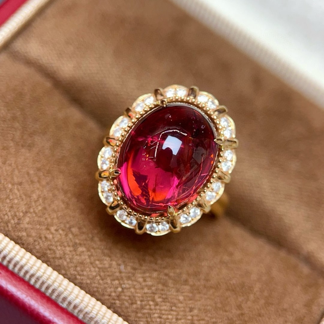 14k Gold 10.88 Ctw Natural Tourmaline & Diamond Ring/pendant( Without Chain ) - 2