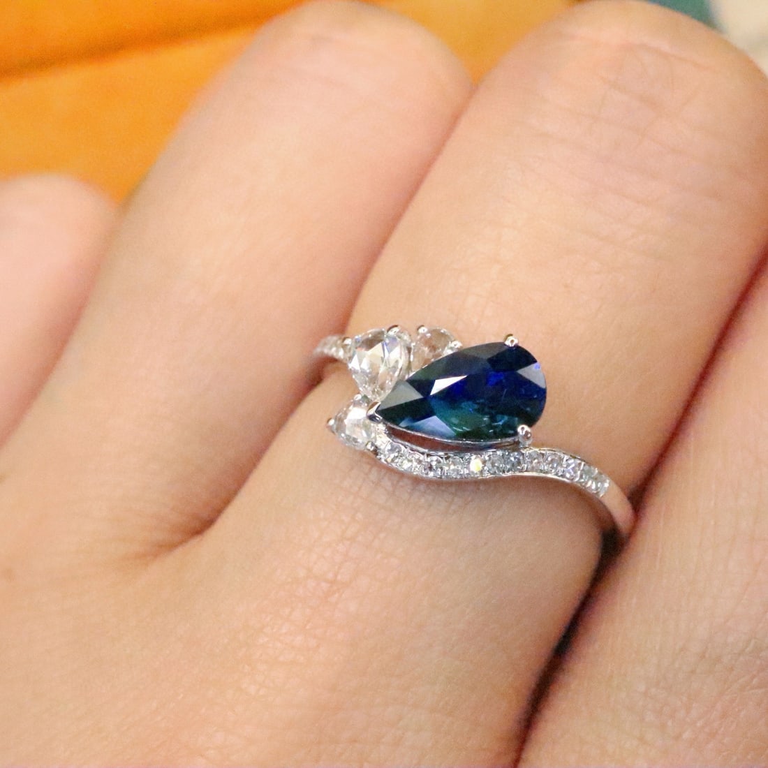 14k Gold 1.23 Ctw Natural Sapphire & Diamond Ring - 5