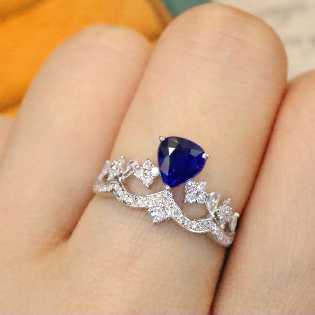 14k Gold 1.31 Ctw Natural Sapphire & Diamond Ring - 5