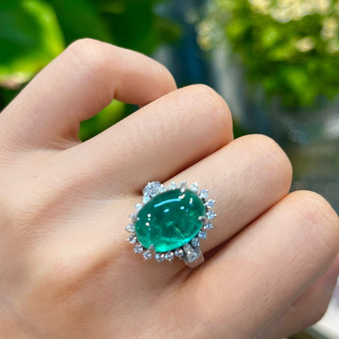 14k Gold 7.54 Ctw Natural Emerald & Diamond Ring - 2
