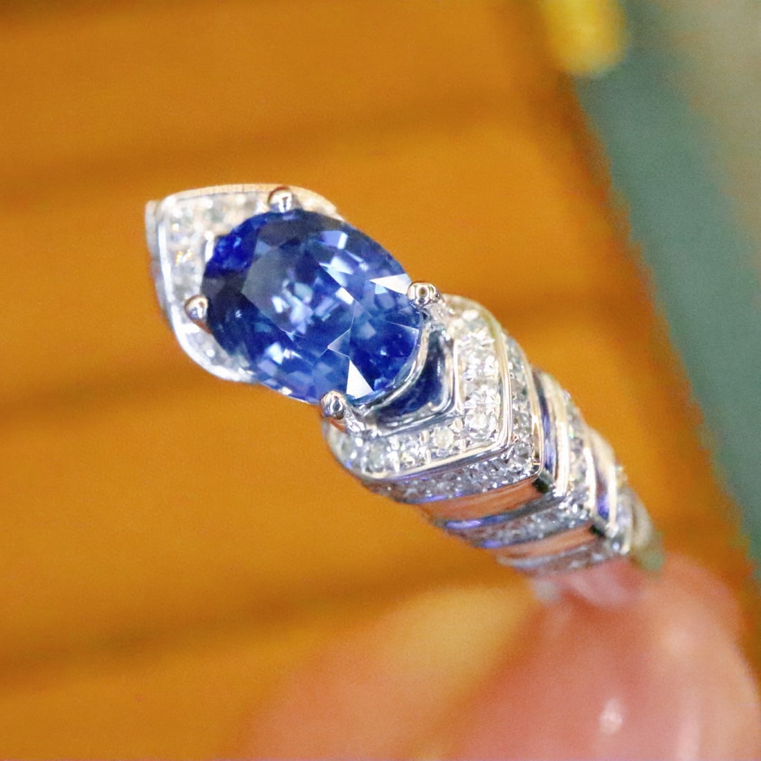 14k Gold 1.29 Ctw Natural Sapphire & Diamond Ring - 2