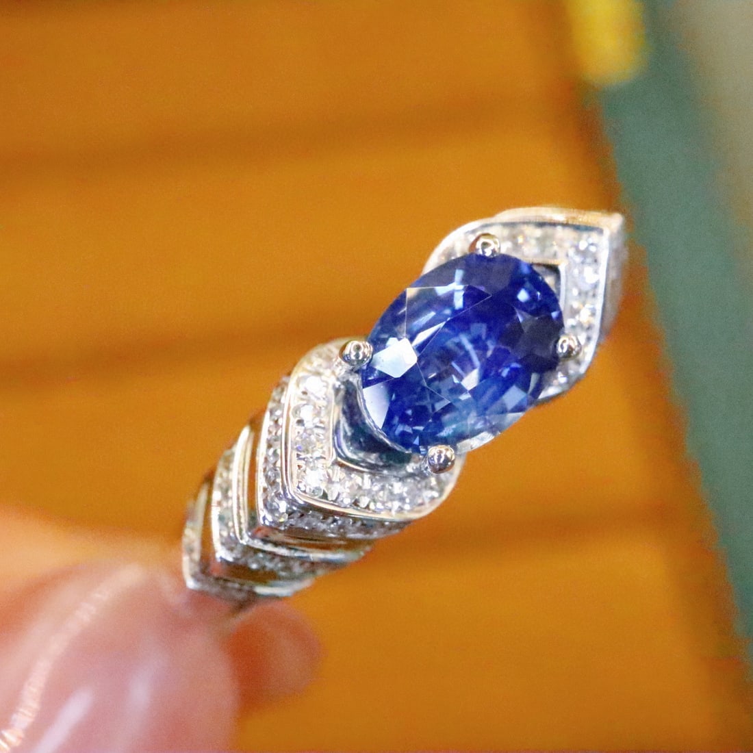 14k Gold 1.29 Ctw Natural Sapphire & Diamond Ring - 3