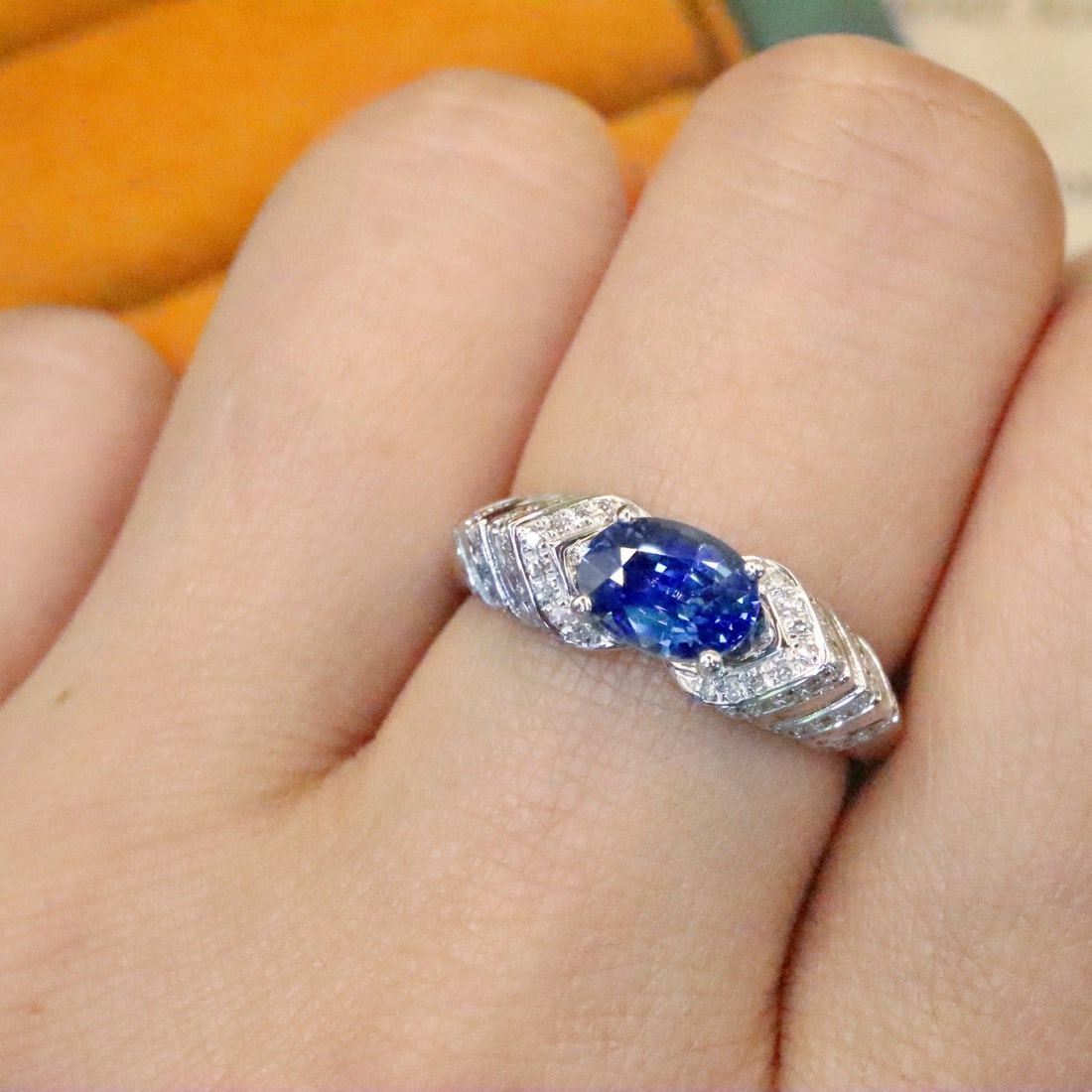 14k Gold 1.29 Ctw Natural Sapphire & Diamond Ring - 5