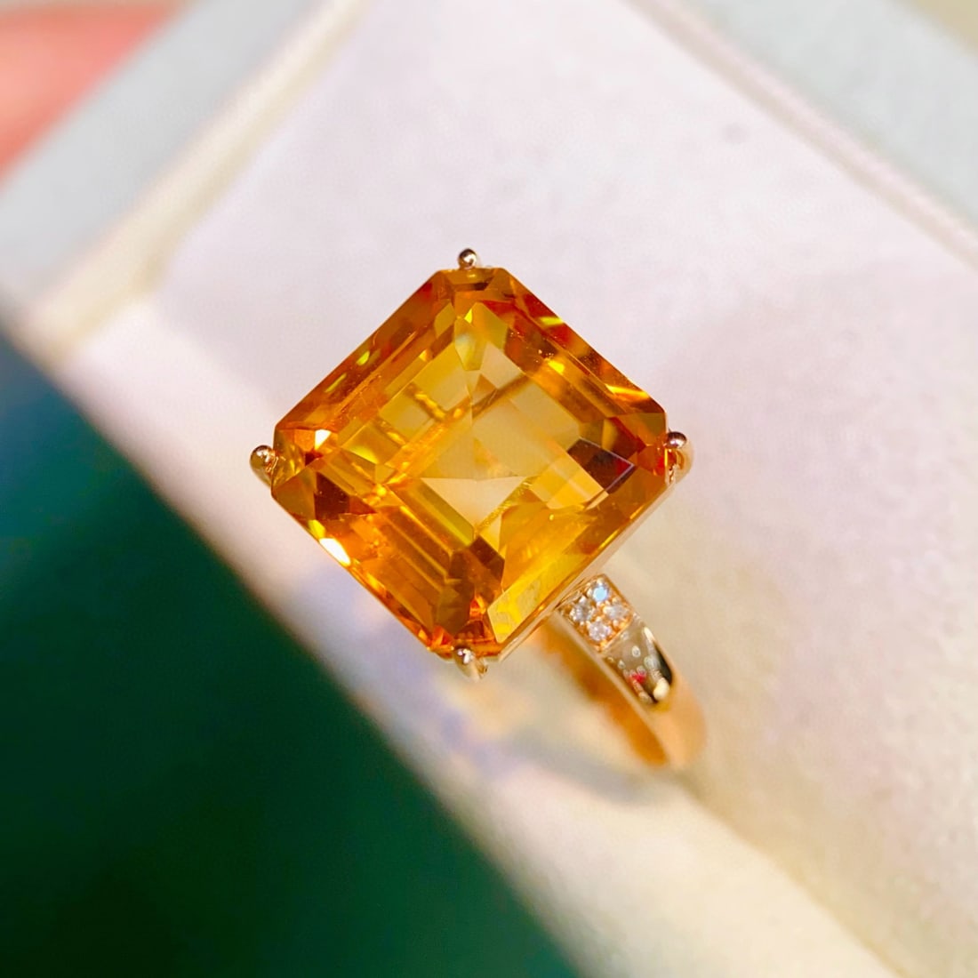 14k Gold 8.32 Ctw Natural Citrine & Diamond Ring - 2