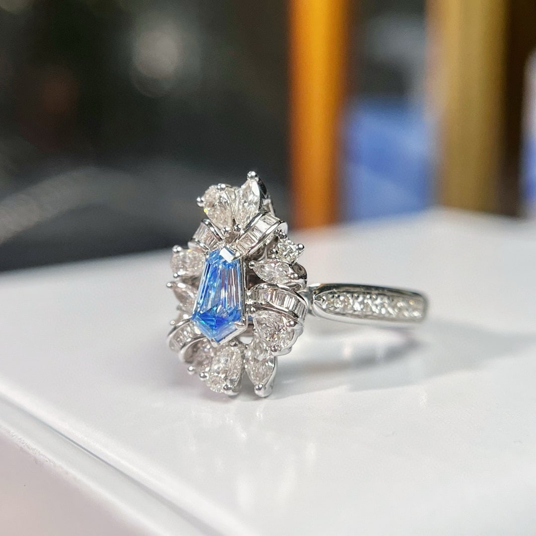 14k Gold 1.30 Ctw Natural Blue Diamond & Diamond Ring/pendant( Without Chain ) - 2