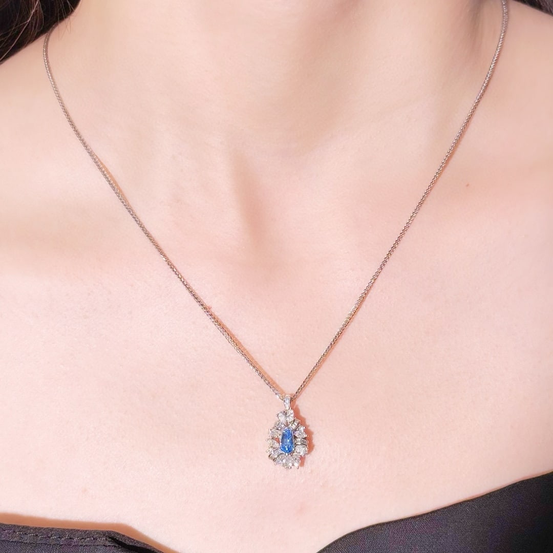 14k Gold 1.30 Ctw Natural Blue Diamond & Diamond Ring/pendant( Without Chain ) - 5