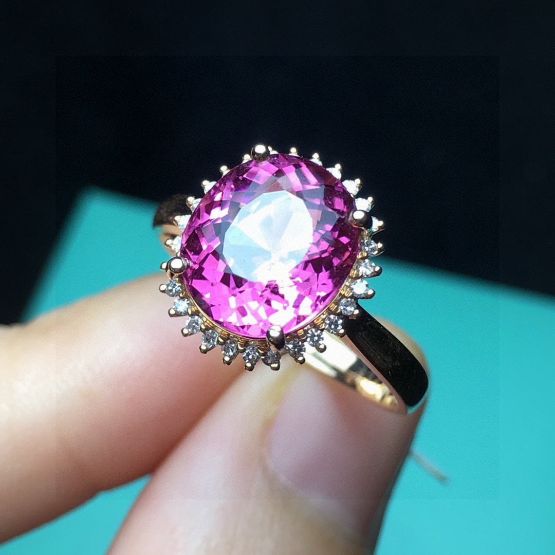 14k Gold 3.17 Ct Natural Tourmaline & Diamond Ring - 2