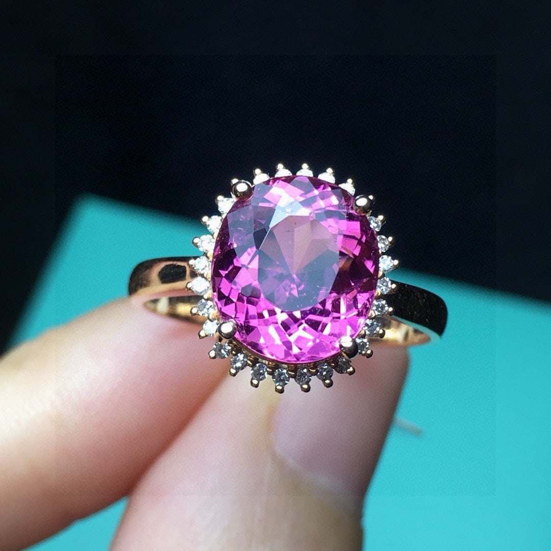 14k Gold 3.17 Ct Natural Tourmaline & Diamond Ring - 3