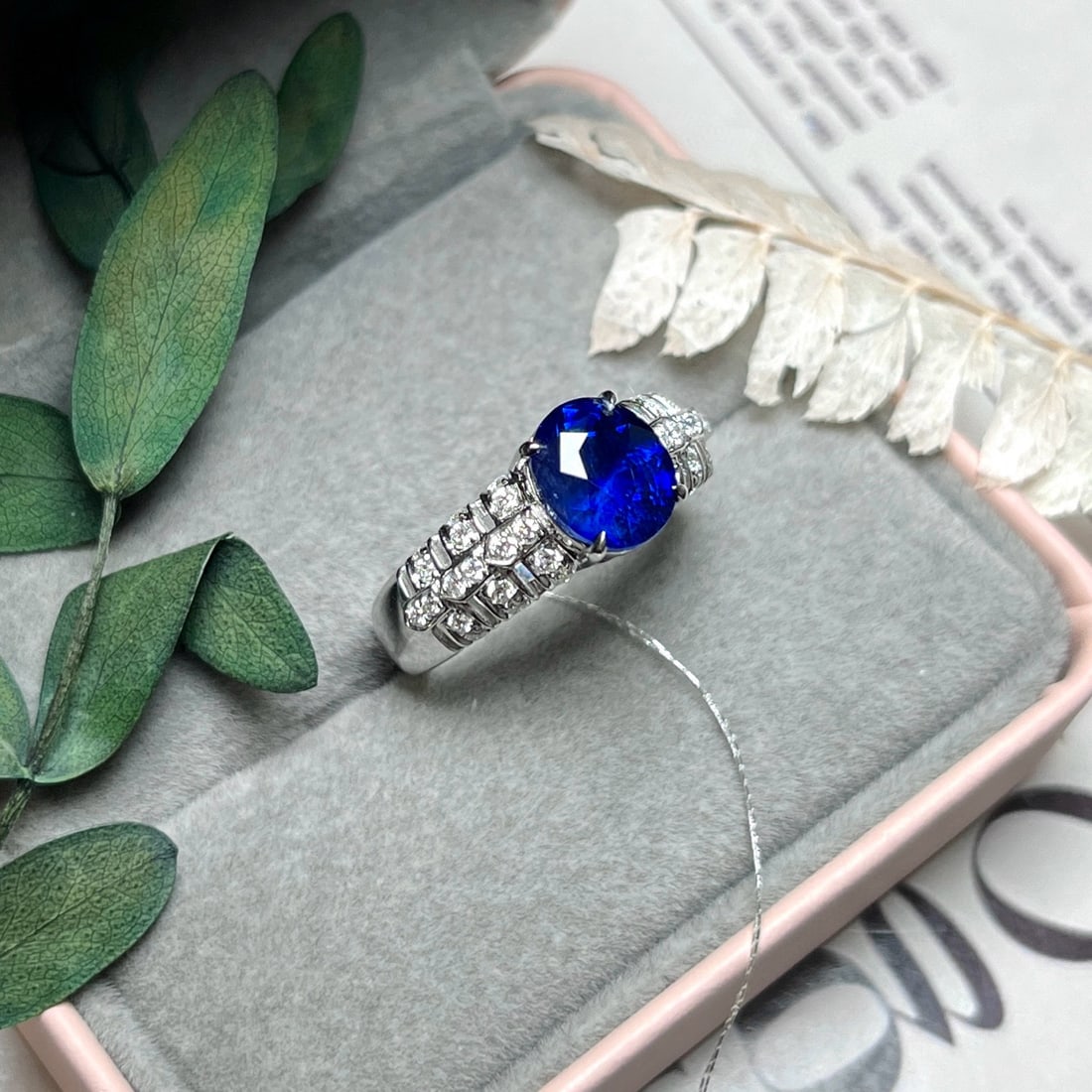 14k Gold 2.91 Ctw Natural Sapphire & Diamond Ring - 2