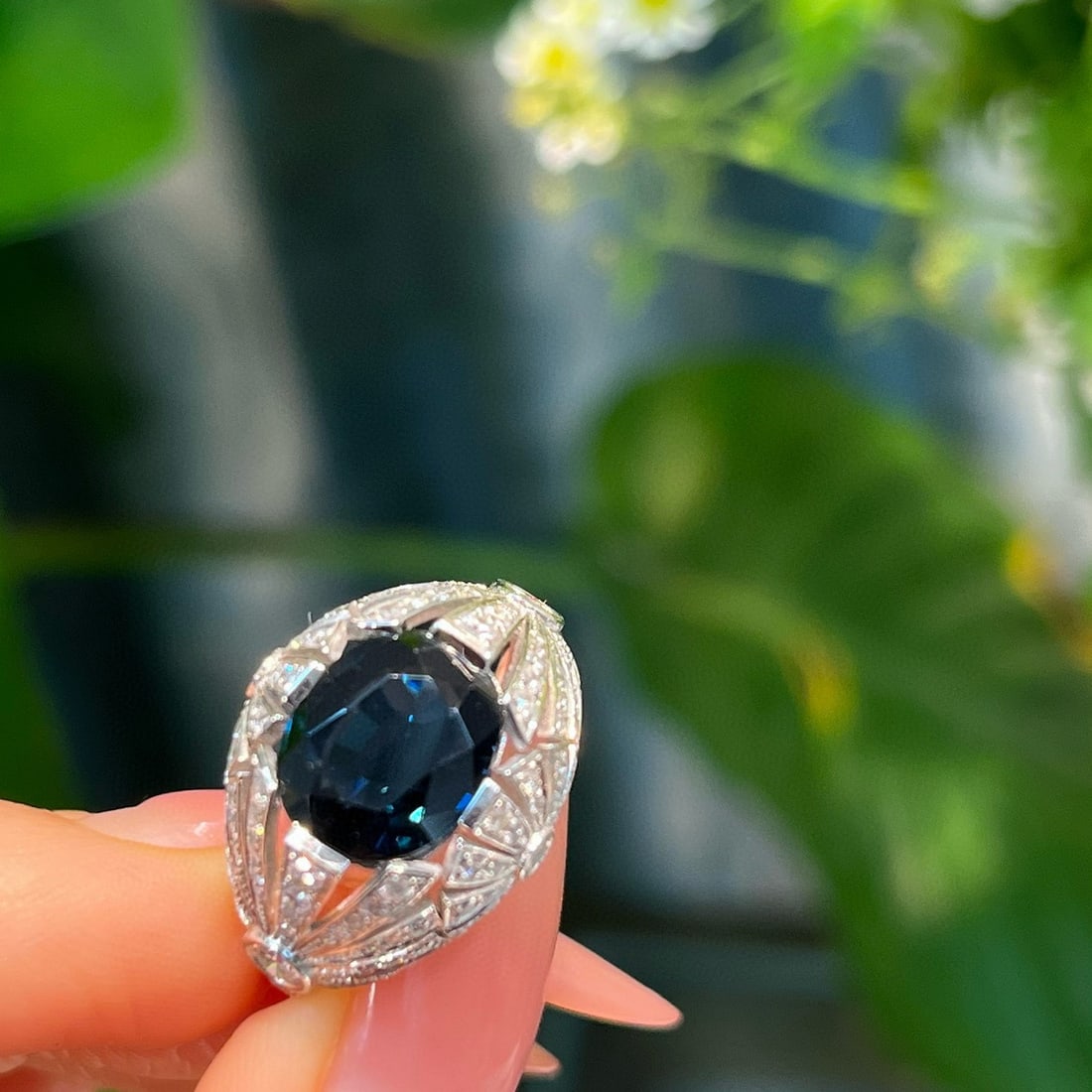 14k Gold 4.71 Ctw Natural Sapphire & Diamond Ring - 2
