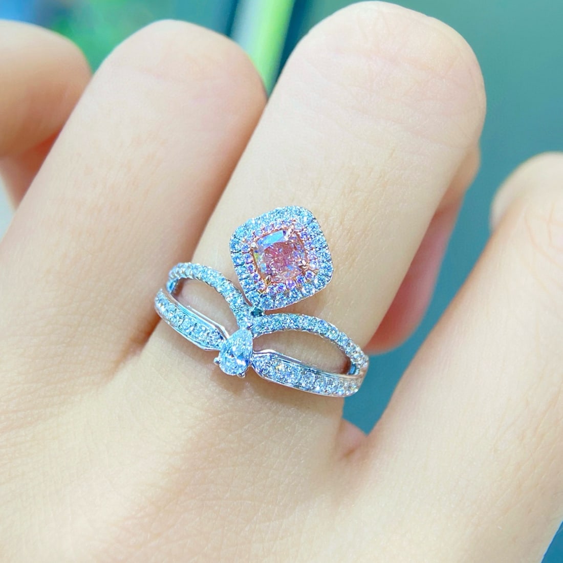 14k Gold 1.03 Ctw Natural Pink Diamond & Diamond Ring - 3